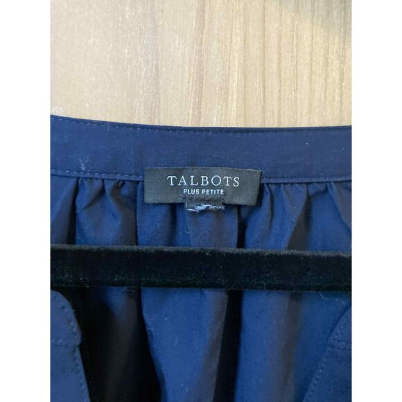 Talbots | 100% Cotton Embroidered Floral Navy Long Sleeve Dress | 22 Petite - Picture 3 of 6